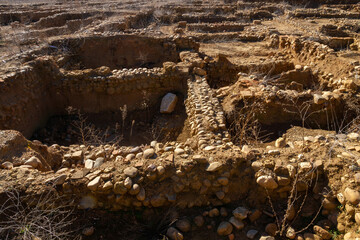 View of archaeological remains of Roman city in Puente Castro. Leon. Spain