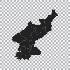 Political map of the North Korea isolated on transparent background. Vector.