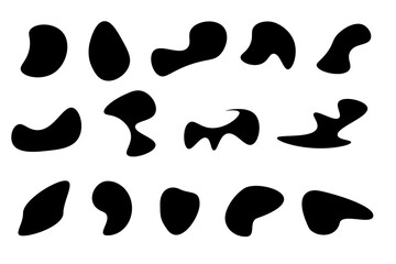 Set of various spots, blobs, dots, shapes. Vector isolated on white background.