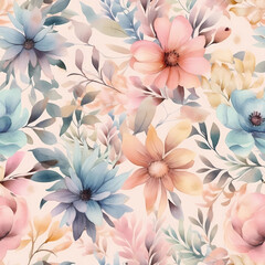 beautiful repeatable flower backdrop texture pattern in pastel colors for seamless wrapping paper or digital paper, generative ai