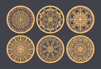 The Perfect Wedding Favor Laser Cut Coasters for Your Guests, Vector set of mandalas. Decorative round ornaments.