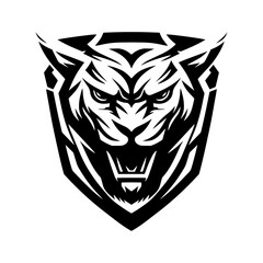 Obraz premium Simple Vector Tiger Head on a Shield for Esport Logo Design