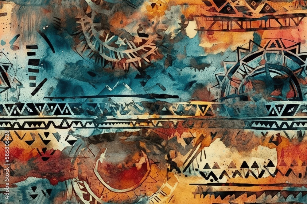 Poster colorful painting with intricate designs and patterns. generative ai