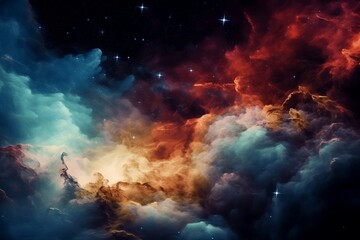 Colourful Nebula in space with stars in the background