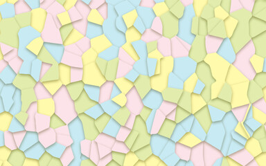 Mosaic tile seamless pattern. Vector pastel abstract background. For design and decorate backdrop. Endless texture. Ceramic fragments. Colorful broken tiles trencadis. Pink mint blue white colors art