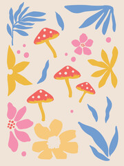 Mushroom seamless pattern