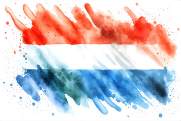 Luxembourg Flag Expressive Watercolor Painted With an Explosion of Color, Movement and Artistic Flair