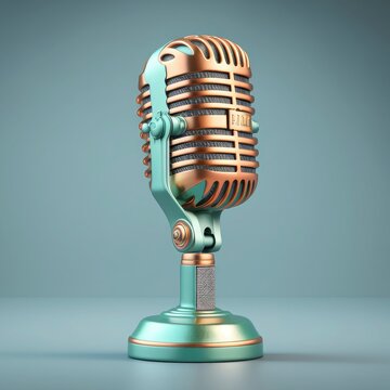 radio station retro metallic microphone for live podcast or show broadcast live events and recoding studio concepts - Generative AI