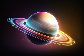 glowing planet Saturn - obrazy, fototapety, plakaty