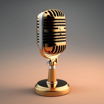 radio station retro metallic microphone for live podcast or show broadcast live events and recoding studio concepts - Generative AI