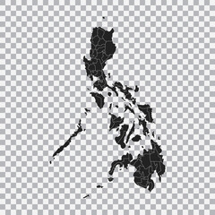 Political map of the Philippines isolated on transparent background. Vector.