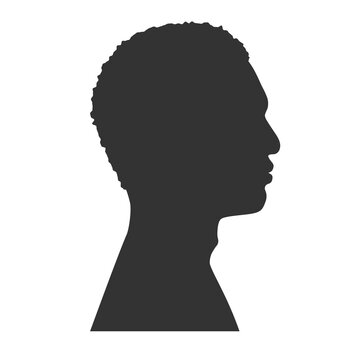 Silhouettes of man's face. Outlines adult man in profile. Illustration on transparent background