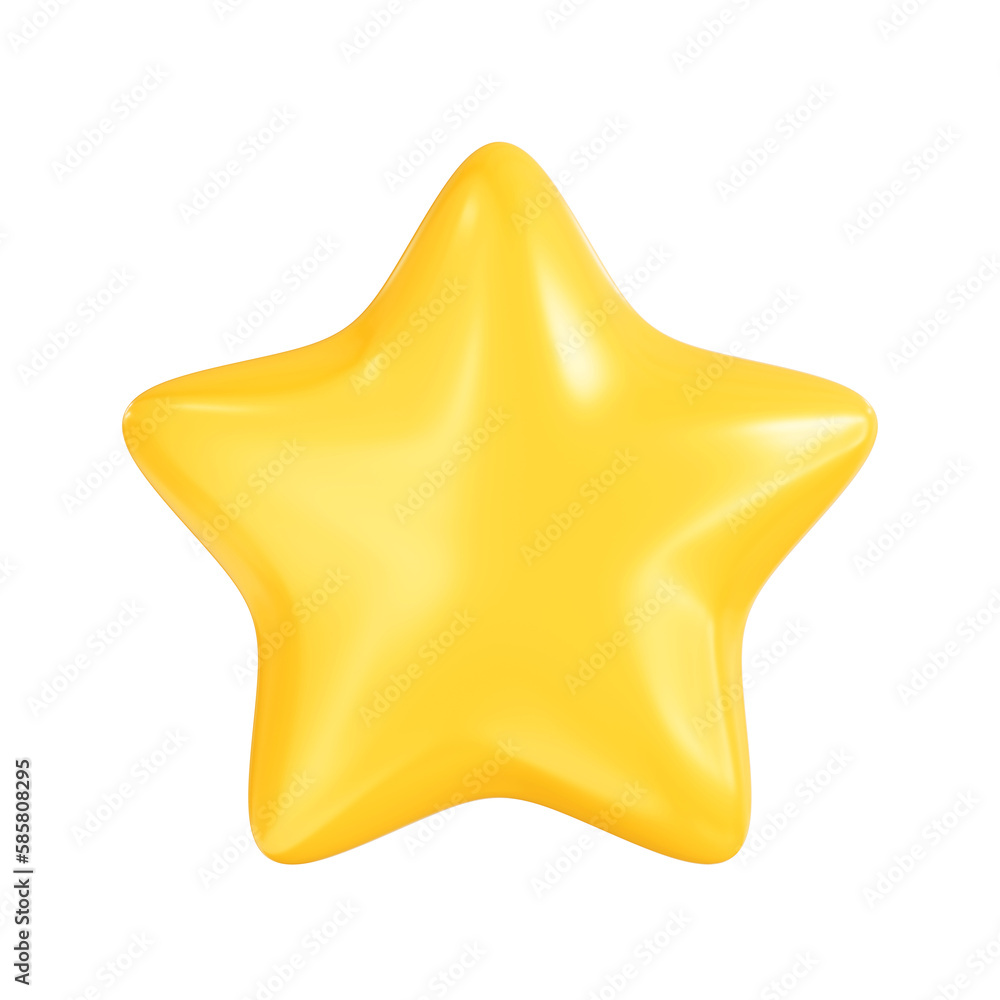 Wall mural golden star. glossy yellow star shape. customer feedback or customer review concept, 3d render. png 