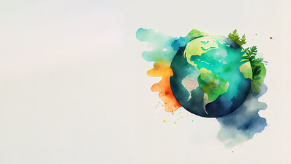 Fototapeta premium Vector sketch of earth planet. Eco concept. Earth day concept. vintage Illustration of Earth Globe with plants and trees. Earth Nature illustration. Generative Ai