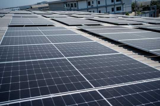 photovoltaic panels which installed on the rooftop of the building