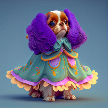 Cavalier king charles spaniel dog, dog animal wear cyberpunk style generative ai