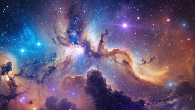 Nebula travel in deep space in 4K