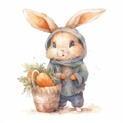 watercolor illustration kawaii animals