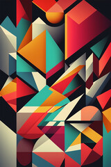 Abstract vertical concept of modern art made of colorful geometric shapes and colors