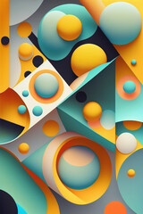 Modern art made of colorful geometric shapes and colors, abstract illustration design