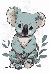 animal, australia, bear, mammal, watercolor, wildlife, koala, art, illustration, isolated, cute, leaf, nature