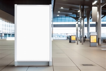 modern billboard mockup with a blank template for your advertisement design in airport terminal.