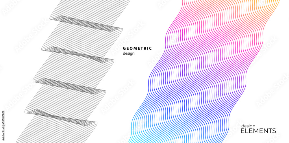 Aufkleber set abstract lines colors design element on white background of waves. vector illustration eps 10 fo