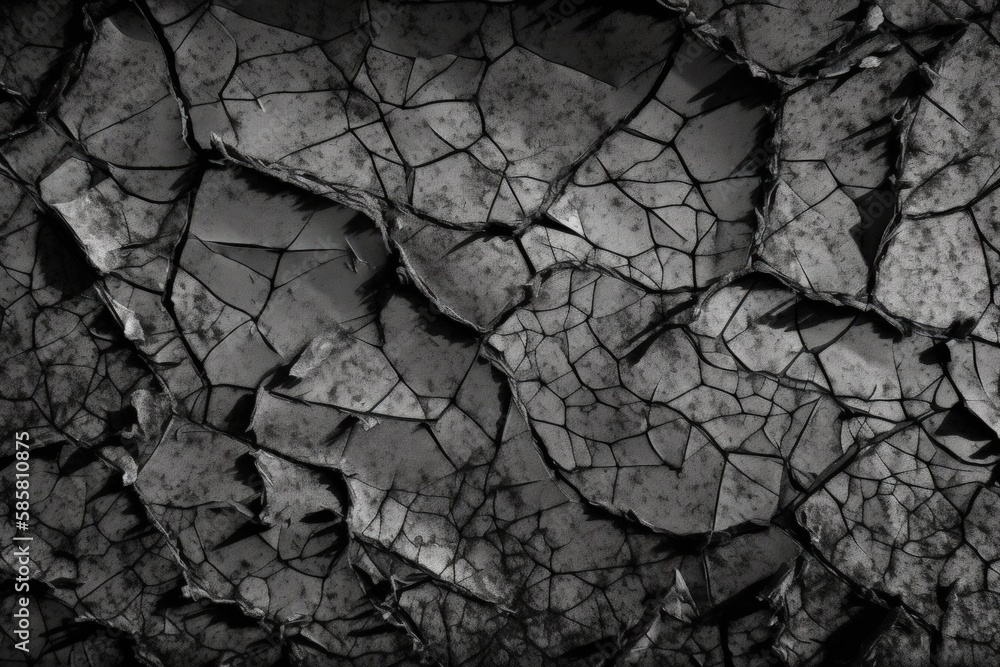 Poster monochrome abstract texture with cracks and rough edges. generative ai
