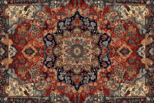 colorful rug with detailed patterns and designs. Generative AI