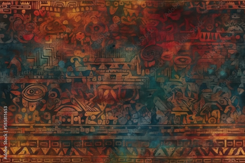 Poster colorful painting with intricate designs and patterns. generative ai