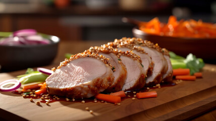 Spicy Baked Pork with a Side of Veggies