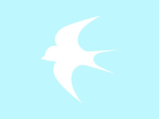 飛んでいるツバメアイコン：白