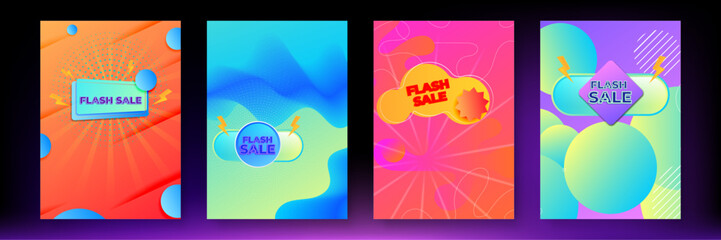 Vector gradient abstract vertical sale poster template