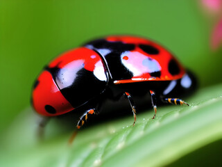 ladybug on green leaf