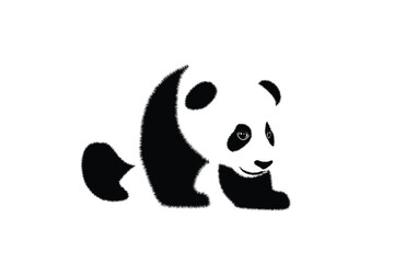 cute baby panda black and white linear drawing panda bear vector illustration