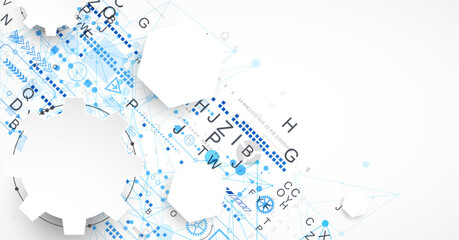 Abstract technology concept. Circuit board, color background.
