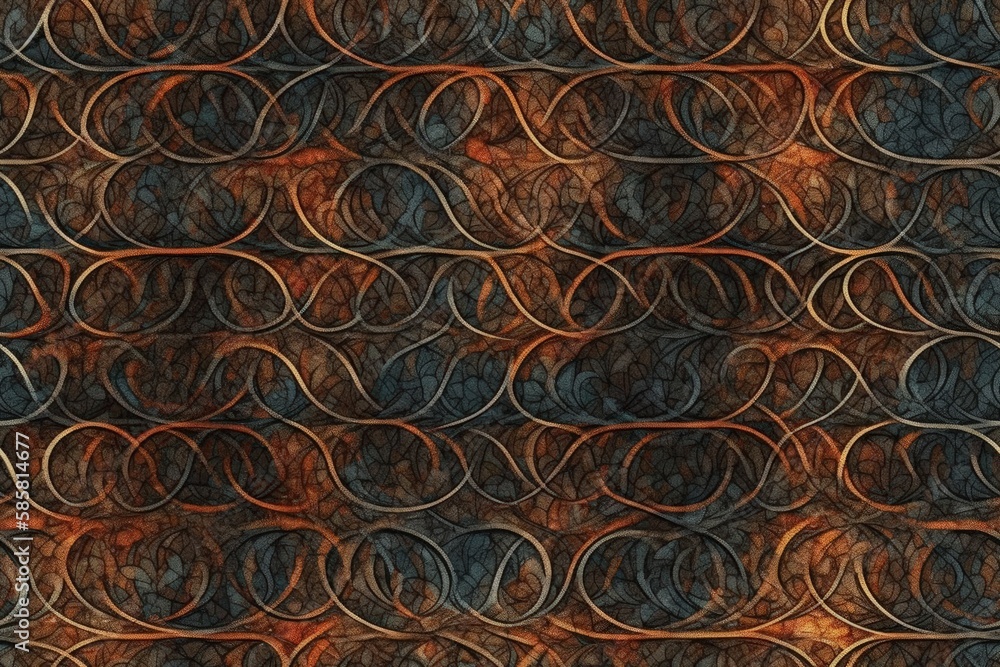 Poster abstract background with overlapping circles in shades of brown and blue. generative ai