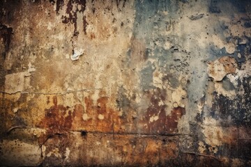 deteriorating wall with peeling paint and dirt stains. Generative AI