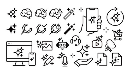 Naklejka premium AI・ロボットアイコンのセット