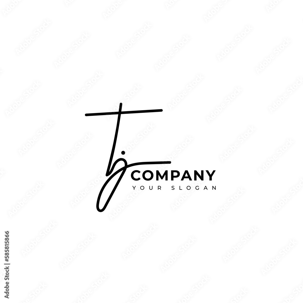 Poster tj initial signature logo vector design