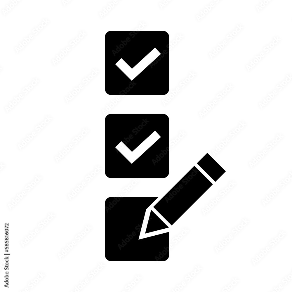 Poster checklist and pen silhouette icon. task list. vector.