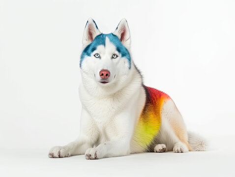Siberian husky painted animal, generated AI, generated, AI