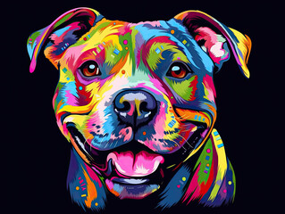 staffordshire bull terrier painted face, generated AI, generated, AI
