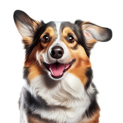Happy smiling dog on transparent png background. Generative ai.