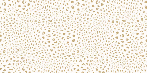 Leopard print pattern. Golden vector seamless background. Animal skin texture of jaguar, leopard, cheetah, panther, puma. Jungle wildlife theme. Gold and white pattern with spots. Repeat design © Olgastocker