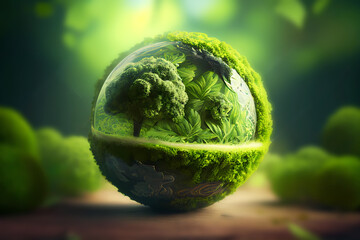 Green earth globe renewable sources. Generative ai.