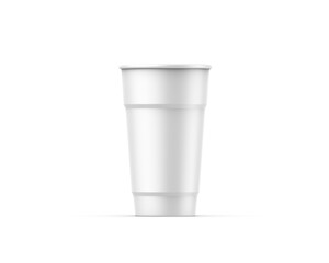 Disposable cup for cold drink, soda pop, ice tea or coffee, cocktail, milkshake. Mockup template on isolated white background, 3D render illustration