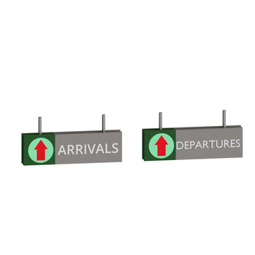 3d rendered arrival departure signage perfect for airport design project
