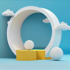 Product 3d render abstract background with clouds
