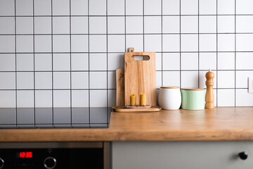 modern kitchen interior details - eco friendly utensils